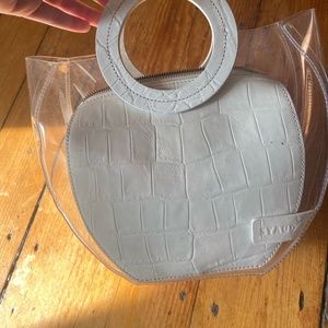 Staud leather vinyl handbag